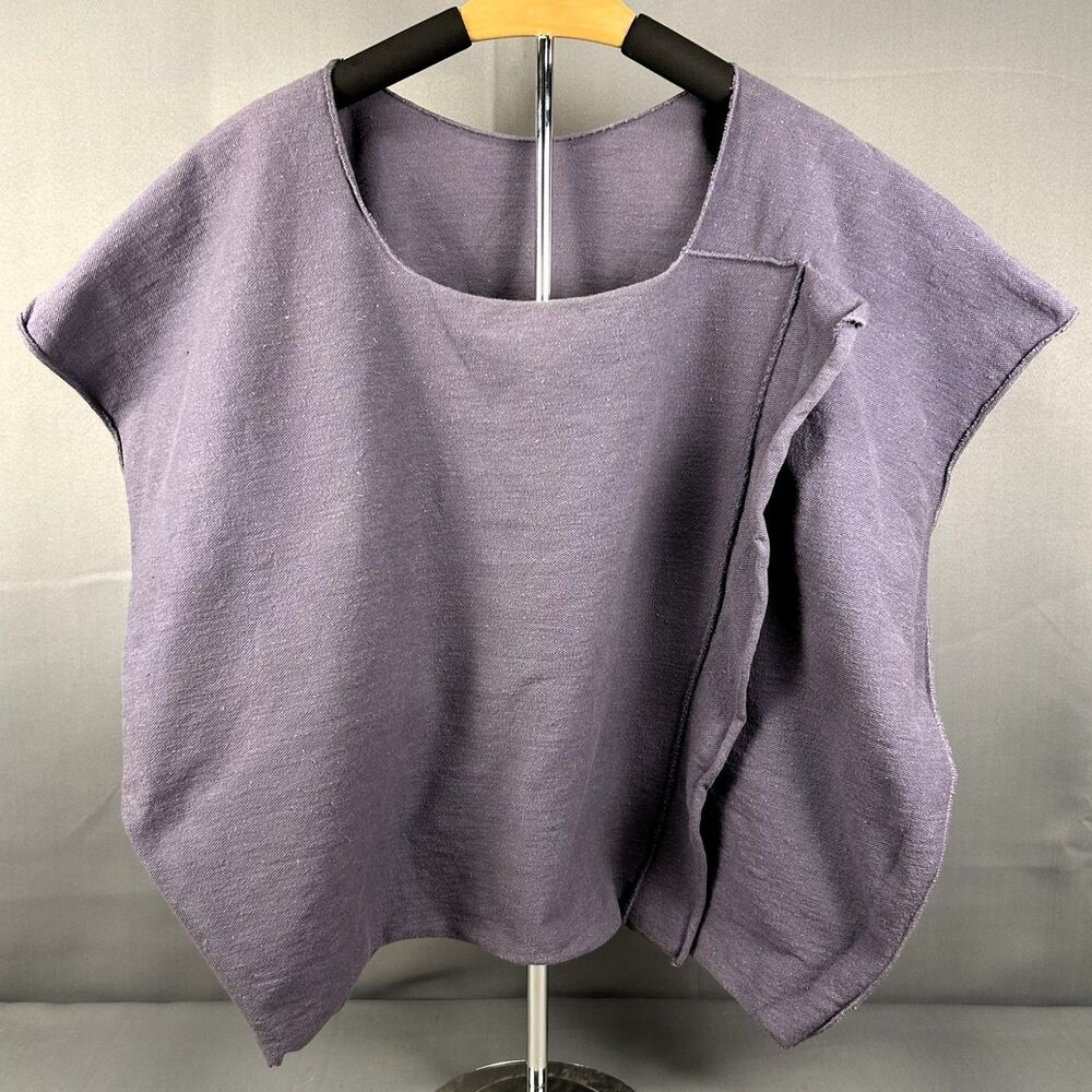 Rare 90s Michele Lamy Navy Blue Asymmetric Flap Top Raw Cotton Archive